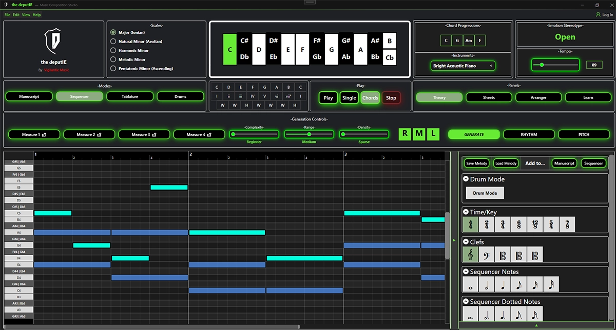 The Deputie music composition app interface